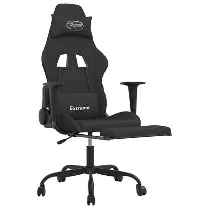 vidaXL Gaming Chair with Footrest Black Fabric