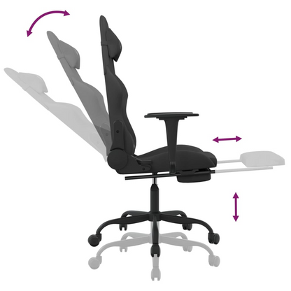 vidaXL Gaming Chair with Footrest Black Fabric