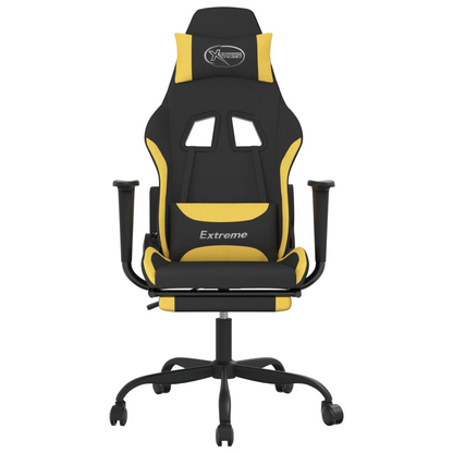 vidaXL Gaming Chair with Footrest Black and Yellow Fabric