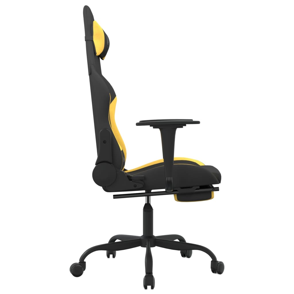 vidaXL Gaming Chair with Footrest Black and Yellow Fabric