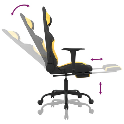 vidaXL Gaming Chair with Footrest Black and Yellow Fabric