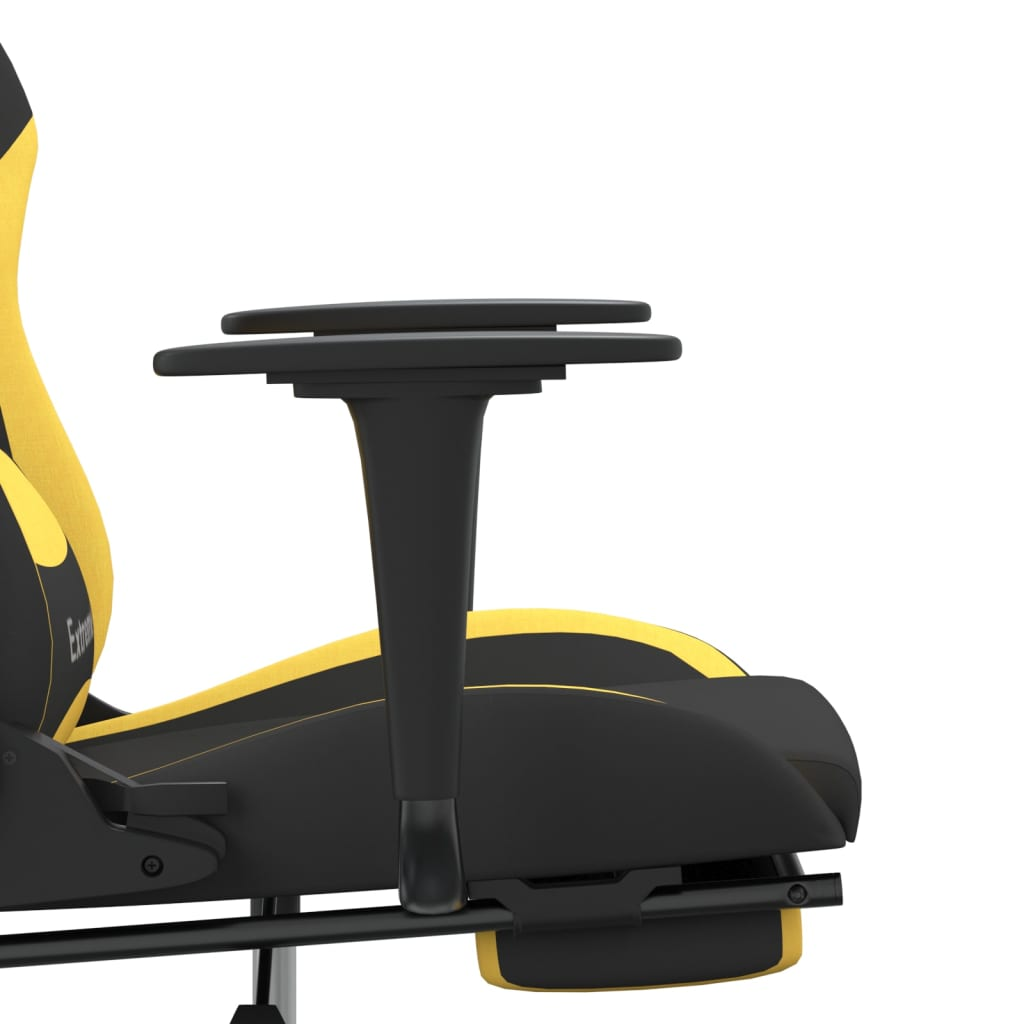 vidaXL Gaming Chair with Footrest Black and Yellow Fabric