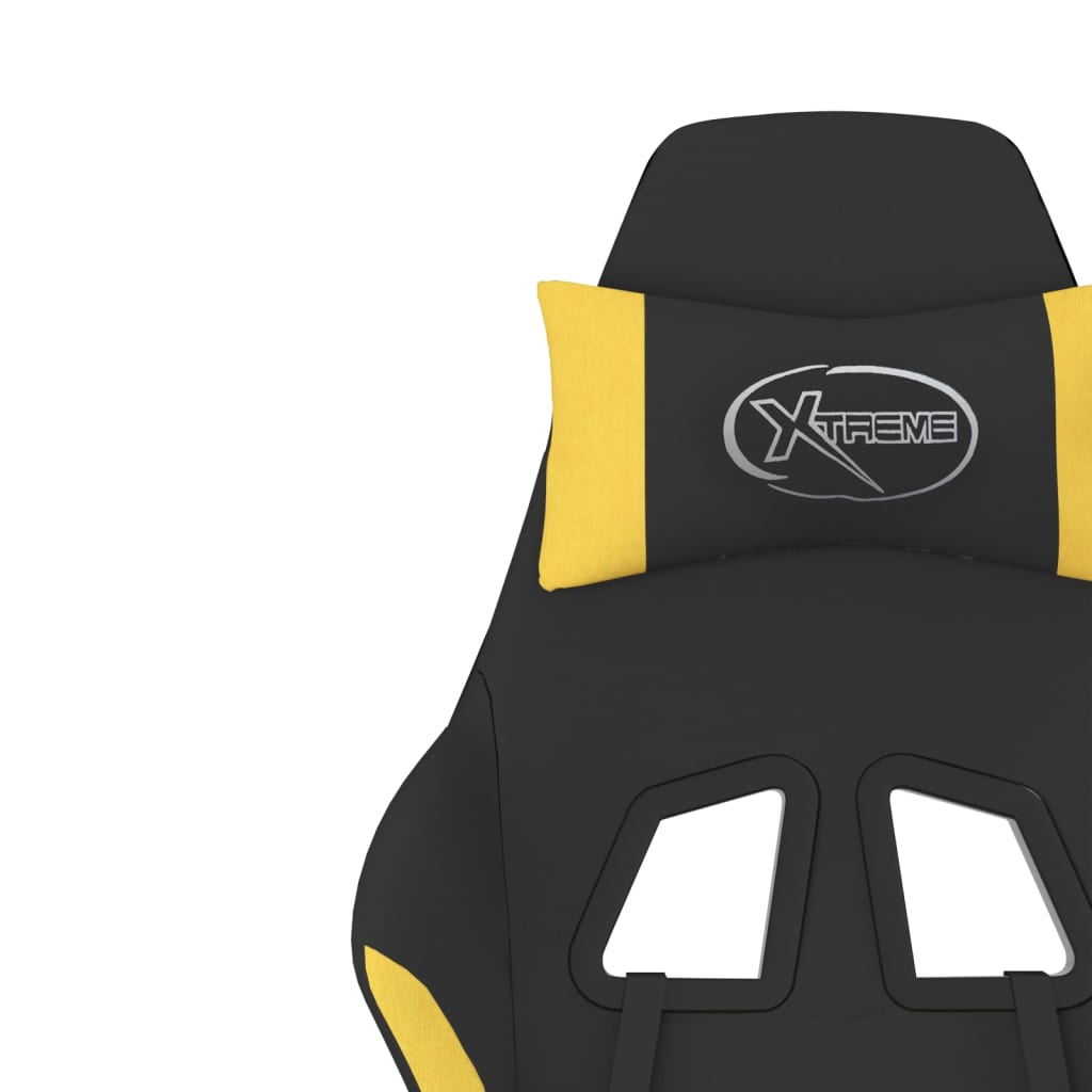 vidaXL Gaming Chair with Footrest Black and Yellow Fabric