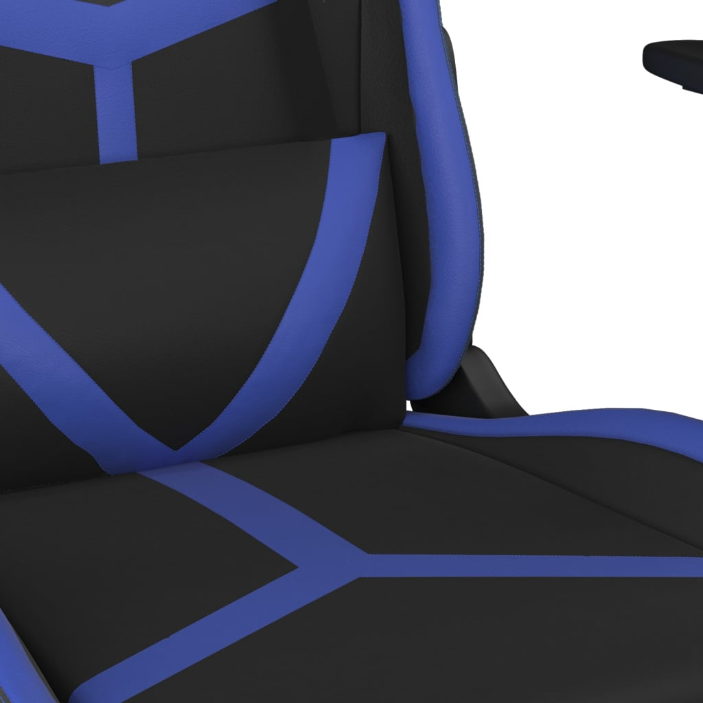 vidaXL Gaming Chair with Footrest Black and Blue Faux Leather