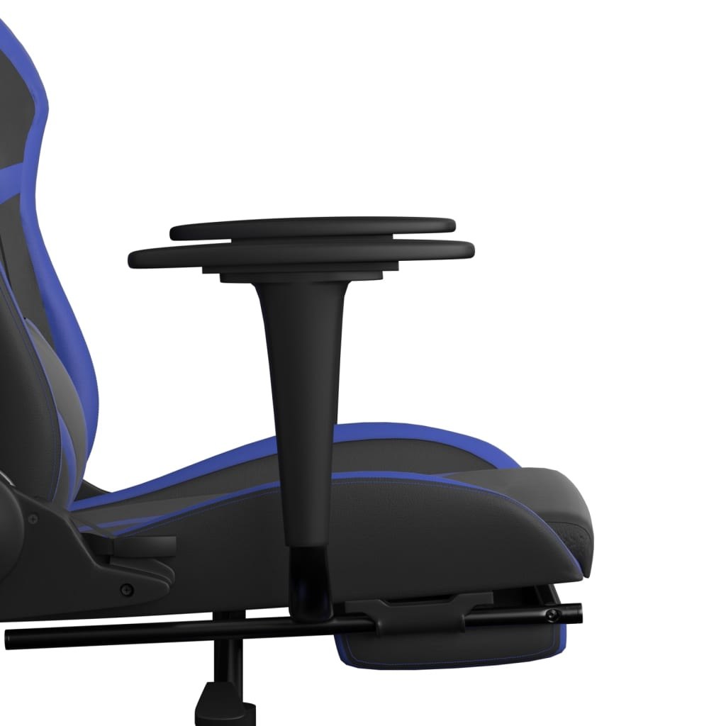 vidaXL Gaming Chair with Footrest Black and Blue Faux Leather