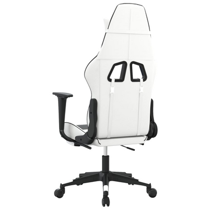 vidaXL Gaming Chair with Footrest White and Black Faux Leather