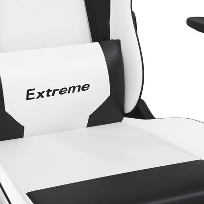 vidaXL Gaming Chair with Footrest White and Black Faux Leather