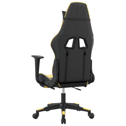 vidaXL Gaming Chair with Footrest Black and Gold Faux Leather