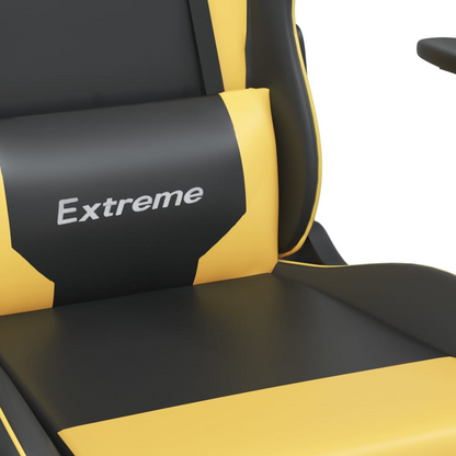 vidaXL Gaming Chair with Footrest Black and Gold Faux Leather