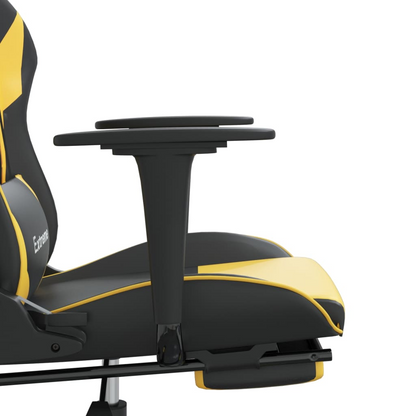 vidaXL Gaming Chair with Footrest Black and Gold Faux Leather