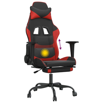 vidaXL Massage Gaming Chair with Footrest Black&Red Faux Leather