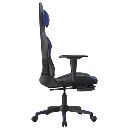 vidaXL Massage Gaming Chair with Footrest Black&Blue Faux Leather