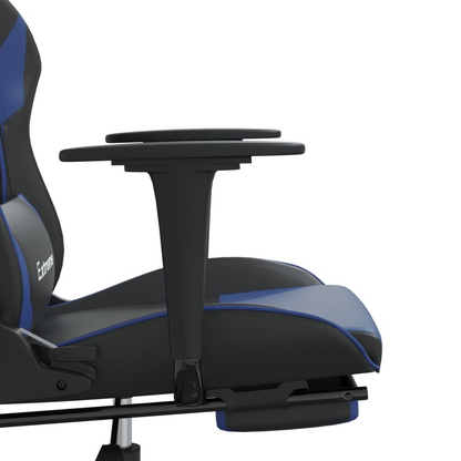 vidaXL Massage Gaming Chair with Footrest Black&Blue Faux Leather