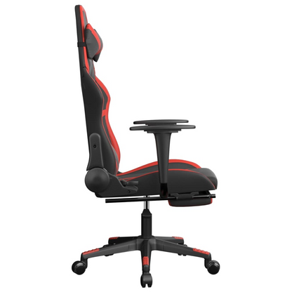 vidaXL Massage Gaming Chair with Footrest Black&Red Faux Leather