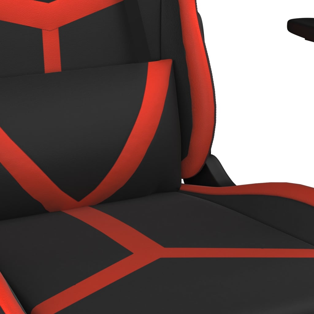 vidaXL Massage Gaming Chair with Footrest Black&Red Faux Leather