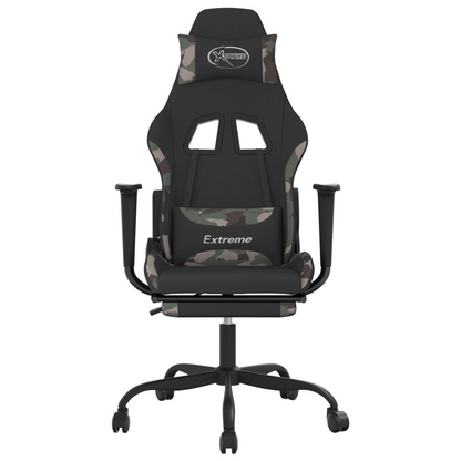 vidaXL Massage Gaming Chair with Footrest Black and Camouflage Fabric