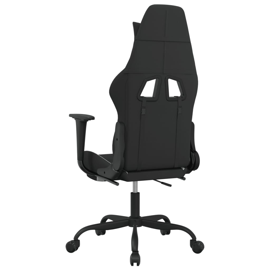 vidaXL Massage Gaming Chair with Footrest Black and White Fabric