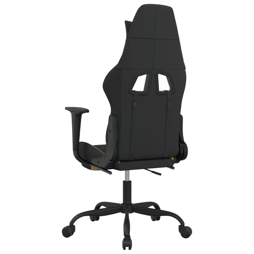 vidaXL Massage Gaming Chair with Footrest Black and Yellow Fabric