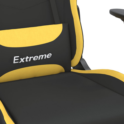 vidaXL Massage Gaming Chair with Footrest Black and Yellow Fabric