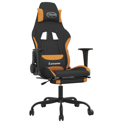 vidaXL Massage Gaming Chair with Footrest Black and Orange Fabric