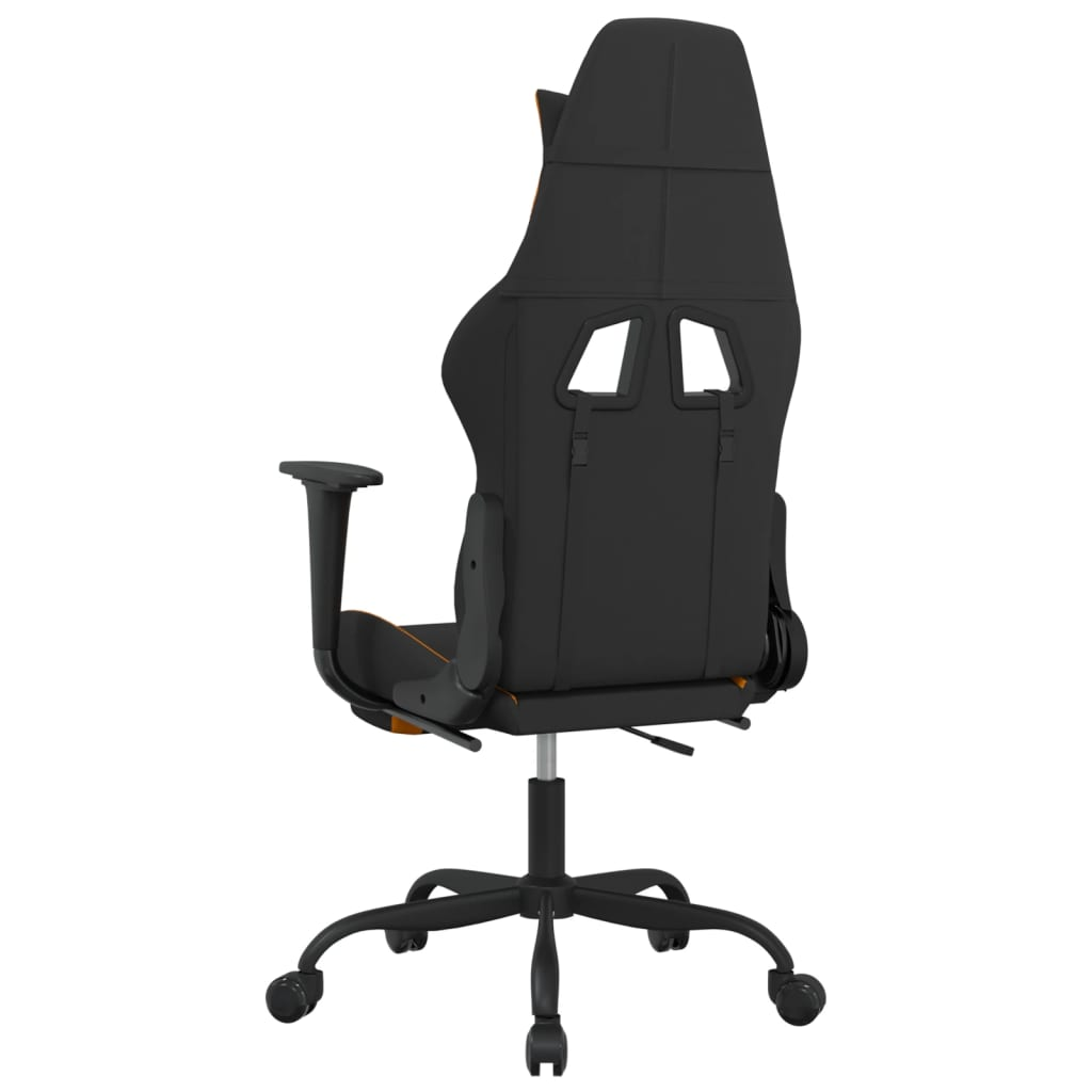 vidaXL Massage Gaming Chair with Footrest Black and Orange Fabric