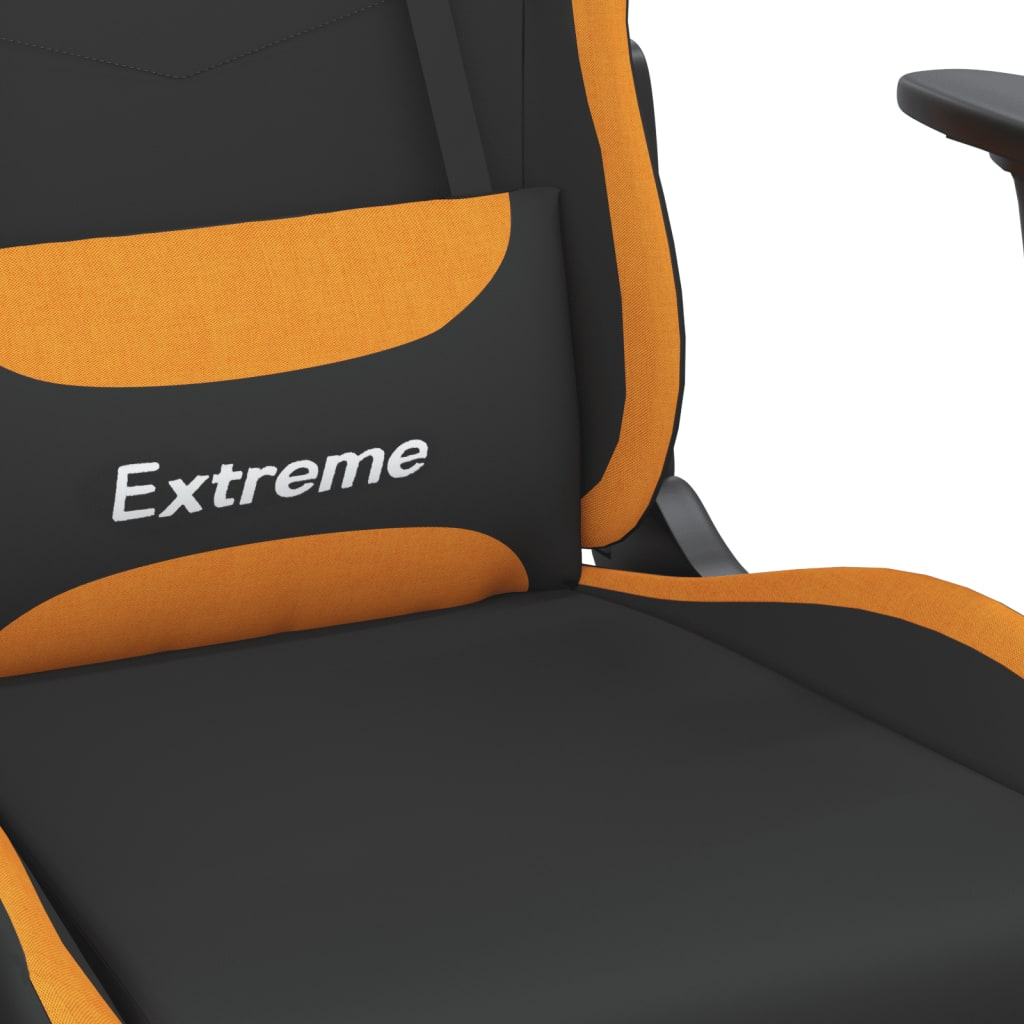 vidaXL Massage Gaming Chair with Footrest Black and Orange Fabric