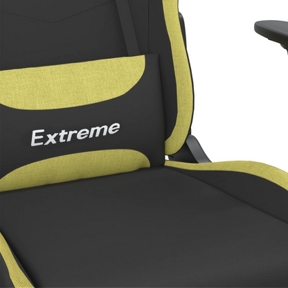 vidaXL Massage Gaming Chair with Footrest Black and Light Green Fabric