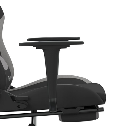 vidaXL Massage Gaming Chair with Footrest Black and Light Gray Fabric