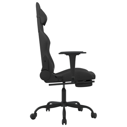 vidaXL Massage Gaming Chair with Footrest Black Fabric