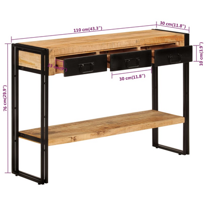 vidaXL Console Table 43.3"x11.8"x29.9" Solid Wood Mango