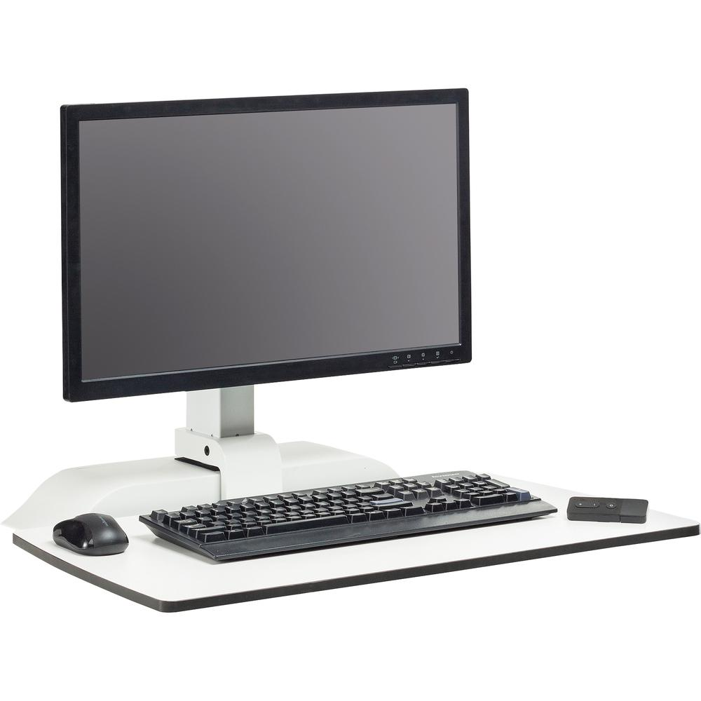 Safco Desktop Sit-Stand Desk Riser - Up to 27" Screen Support - 25 lb Load Capacity - 36" Height x 27.6" Width x 21.9" Depth - Desktop - Steel - White