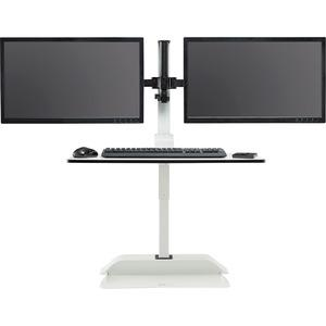 Safco Desktop Sit-Stand Desk Riser - Up to 27" Screen Support - 28 lb Load Capacity - 37.2" Height x 27.3" Width x 21.8" Depth - Desktop - Steel - White