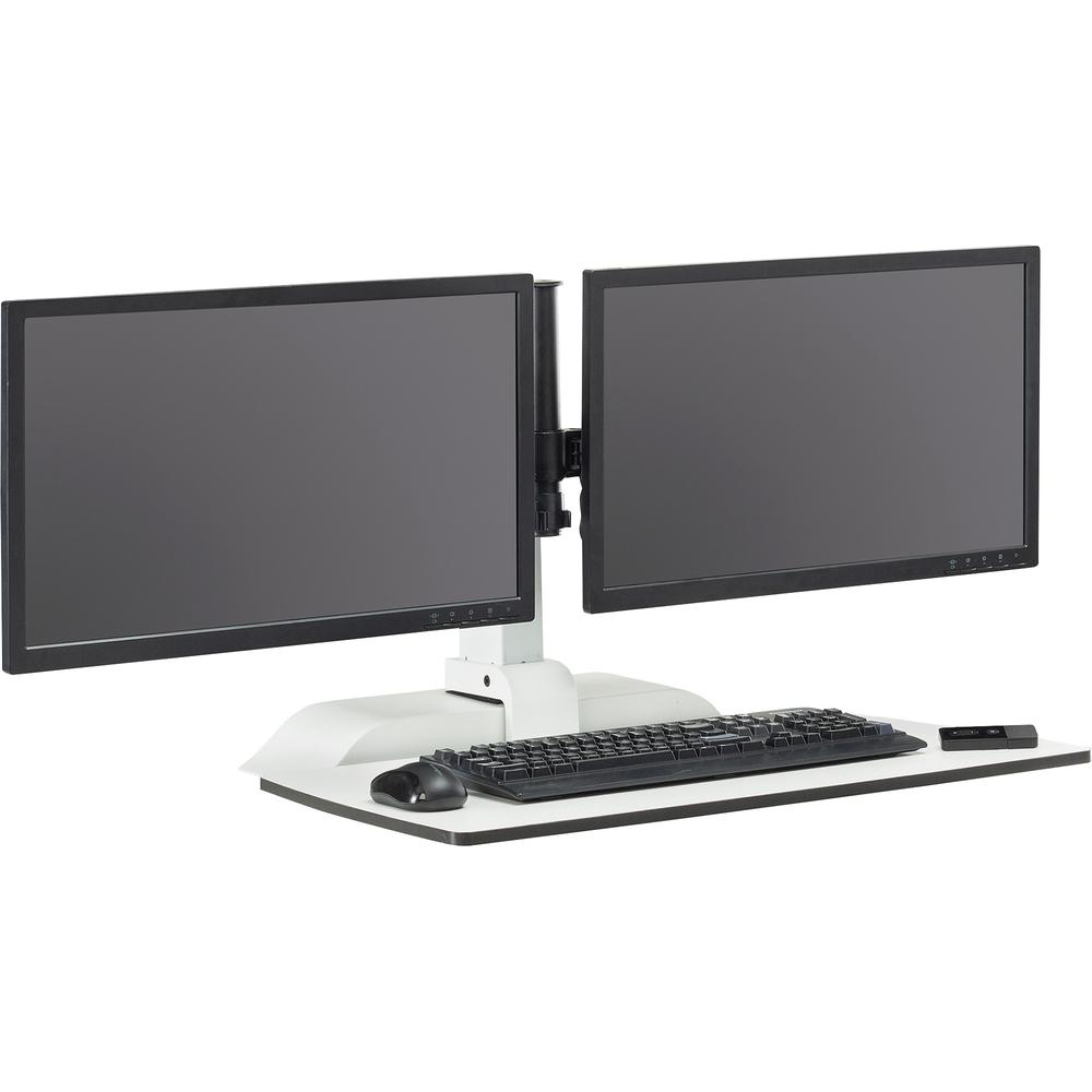 Safco Desktop Sit-Stand Desk Riser - Up to 27" Screen Support - 28 lb Load Capacity - 37.2" Height x 27.3" Width x 21.8" Depth - Desktop - Steel - White