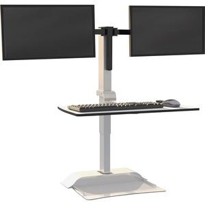 Safco Desktop Sit-Stand Desk Riser - Up to 27" Screen Support - 28 lb Load Capacity - 37.2" Height x 27.3" Width x 21.8" Depth - Desktop - Steel - White