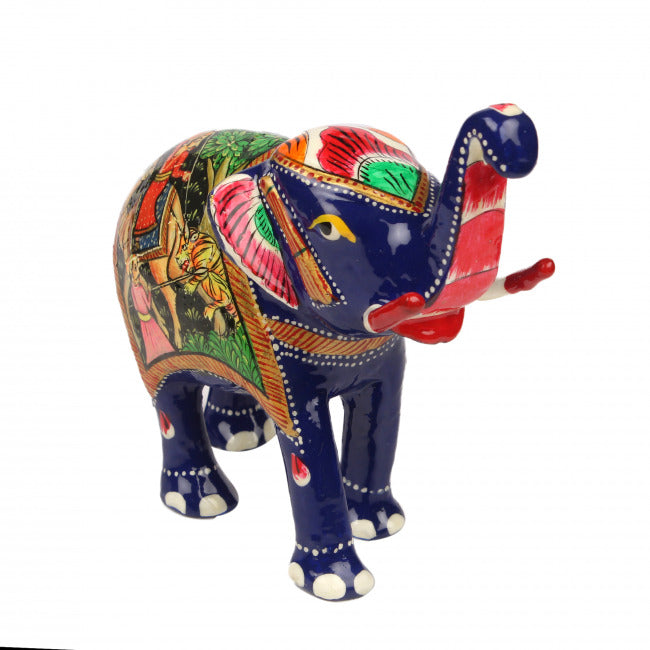 Metal Meenakari Shikaar Painting Elephant (6 Inches)