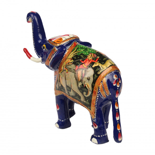 Metal Meenakari Shikaar Painting Elephant (6 Inches)