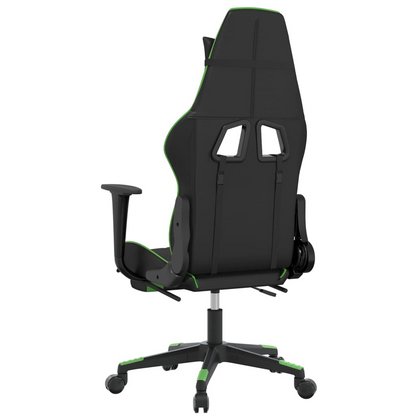 vidaXL Massage Gaming Chair with Footrest Black&Green Faux Leather