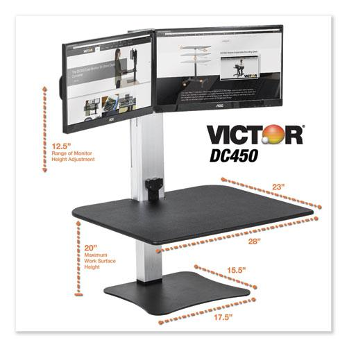 Victor High Rise Electric Dual Monitor Standing Desk Workstation - Supports Two 25" Wide Monitors - 12.5 lbs Each Load Capacity - 0" to 20" Height x 28" Width x 23" Depth - One-Touch Electric, Standin