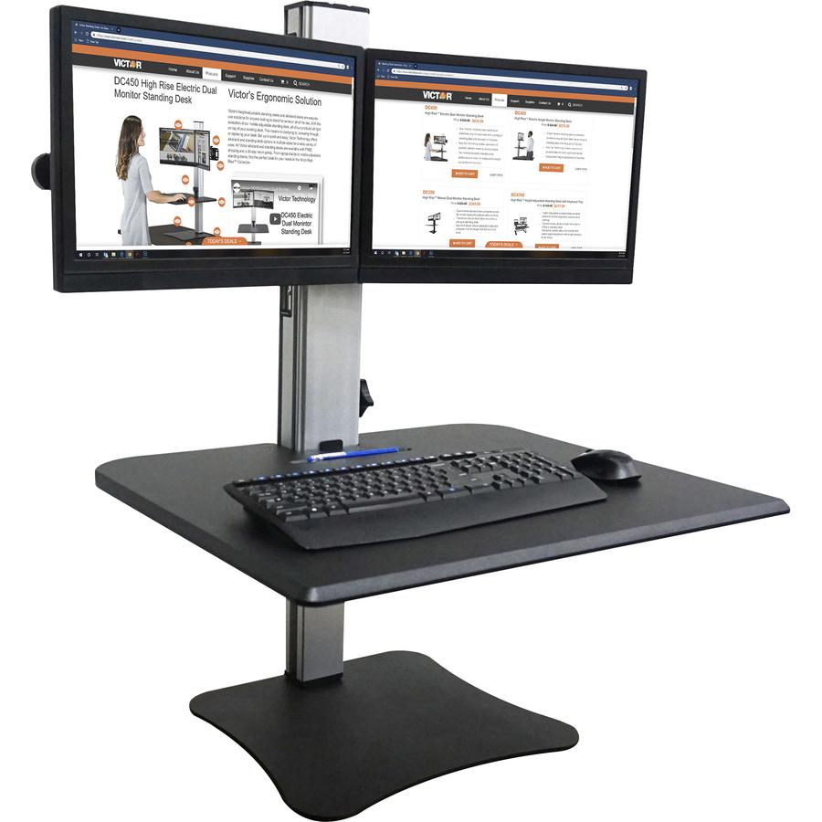 Victor DC350 Dual Monitor Sit-Stand Desk Converter - Up to 24" Screen Support - 25 lb Load Capacity - 20" Height x 28" Width x 23" Depth - Desktop, Tabletop - High Pressure Laminate (HPL) - Wood, Stee