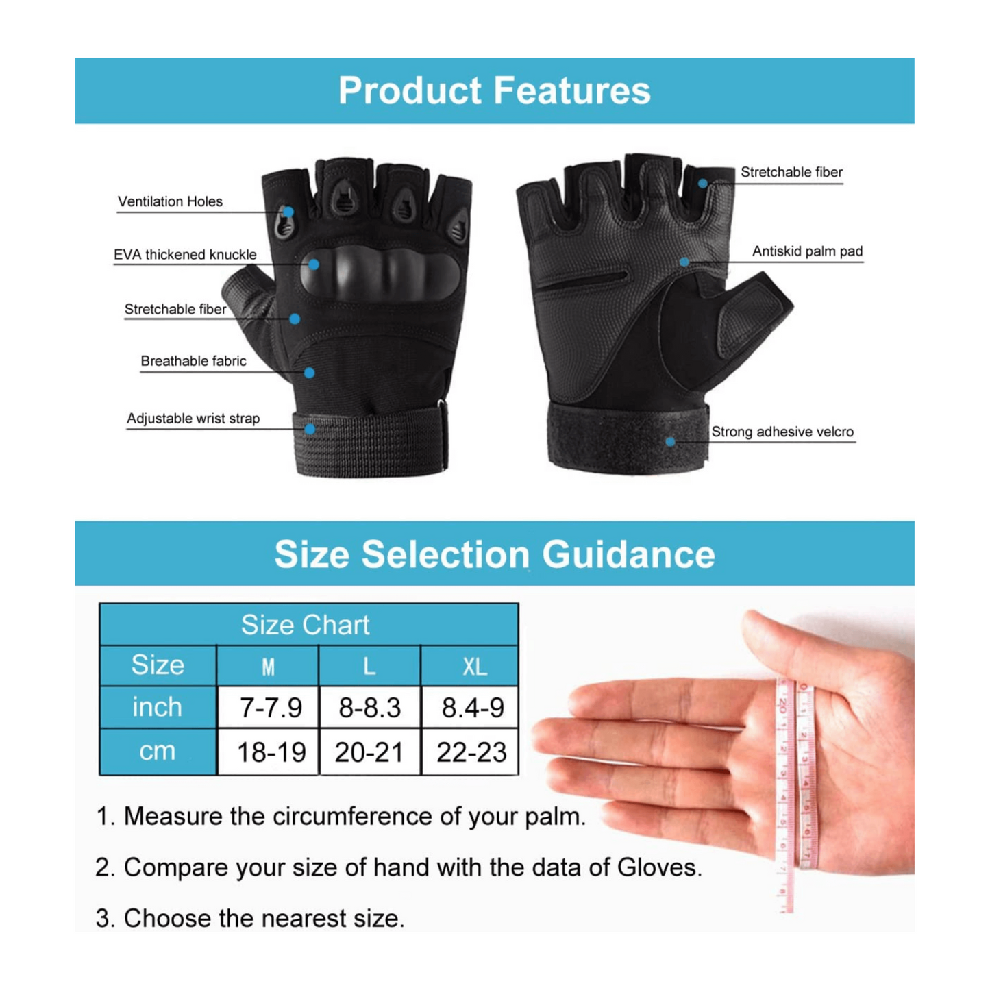 Tactical Fingerless Airsoft Gloves for Outdoor Sports, Paintball, and Motorcycling