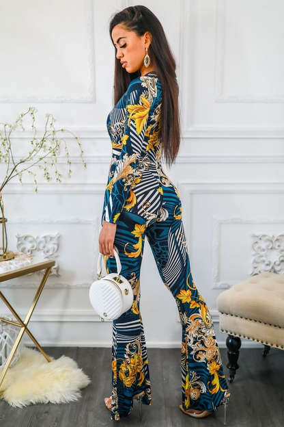 Rich and Ready Deep V Neck Jumpsuit