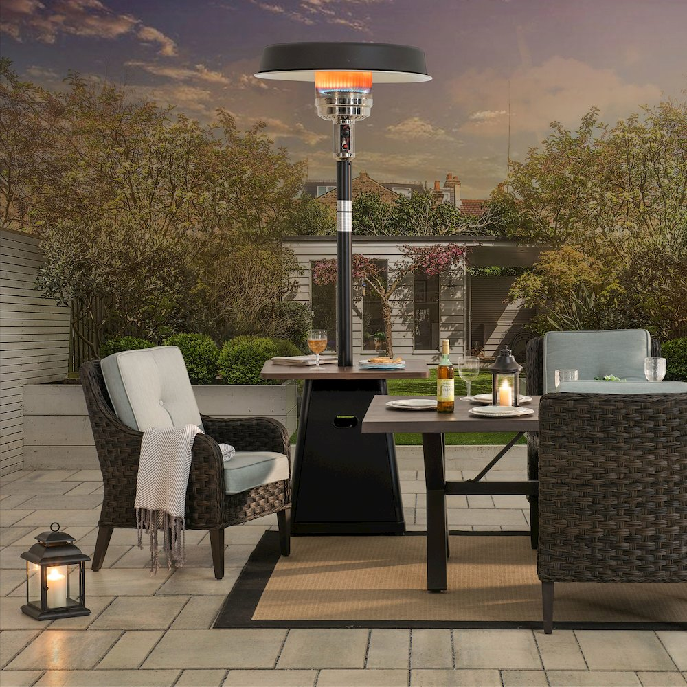 Sunjoy 40,000 BTU Matte Black Steel Frame Outdoor Patio Propane Gas Heater