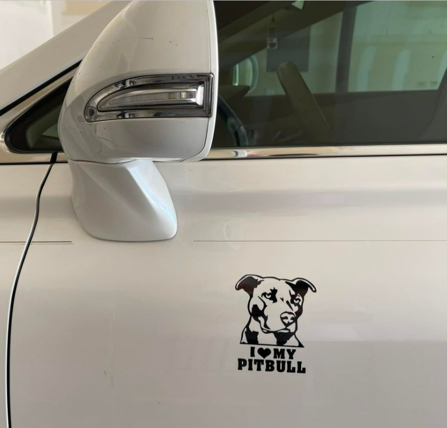 Love My Pitbull Staffy Terrier Dog 5x6 White Window Decal Truck Auto Sticker