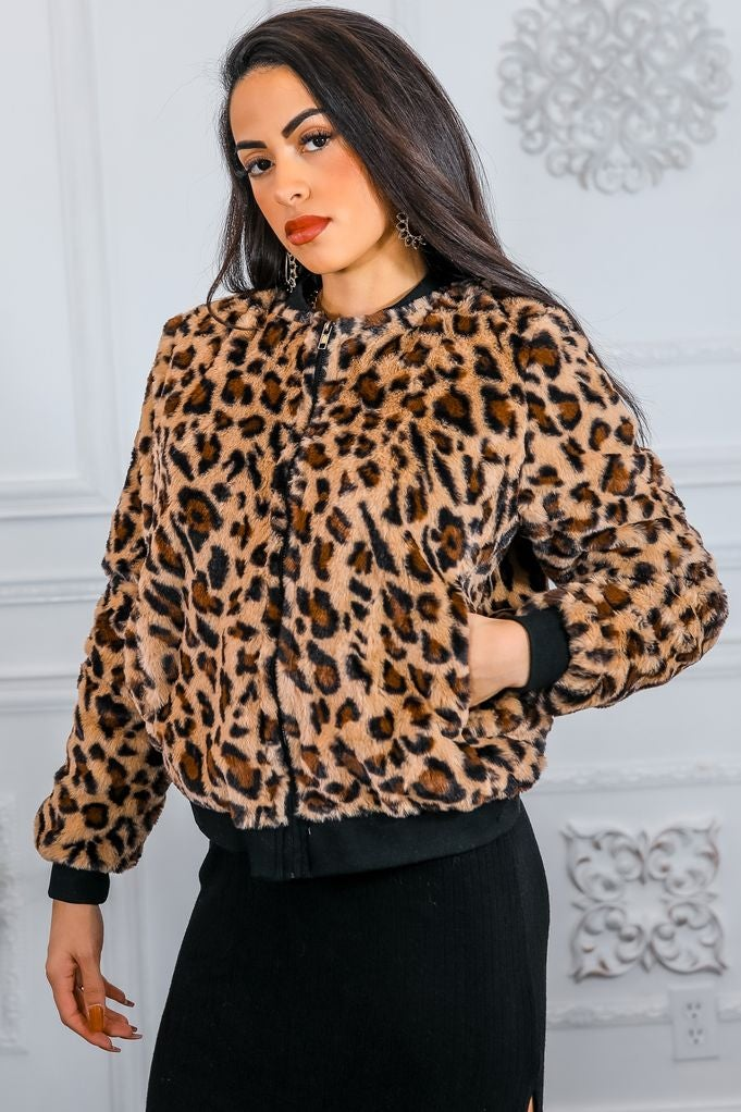 Wild Things Animal Print Bomber Jacket