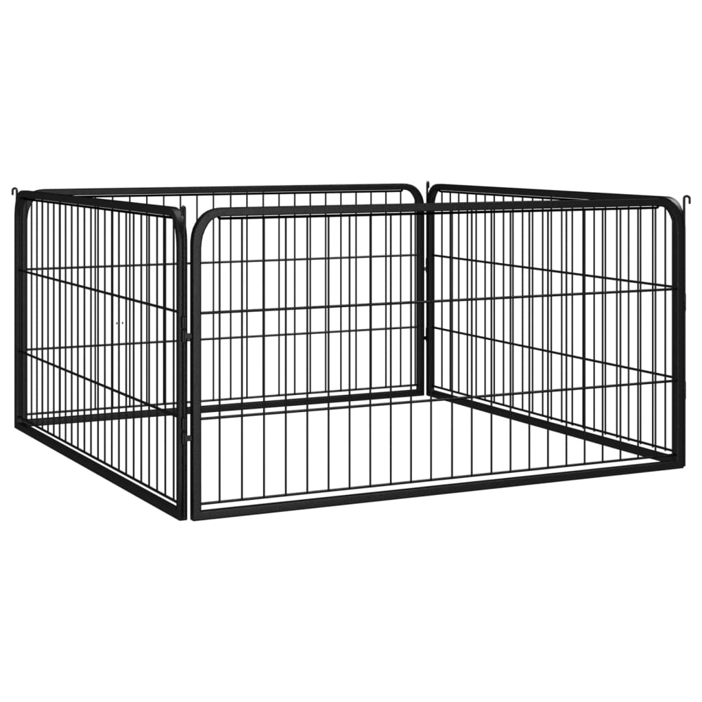 vidaXL Dog Playpen 4 Panels Black 39.4"x19.7" Powder-coated Steel