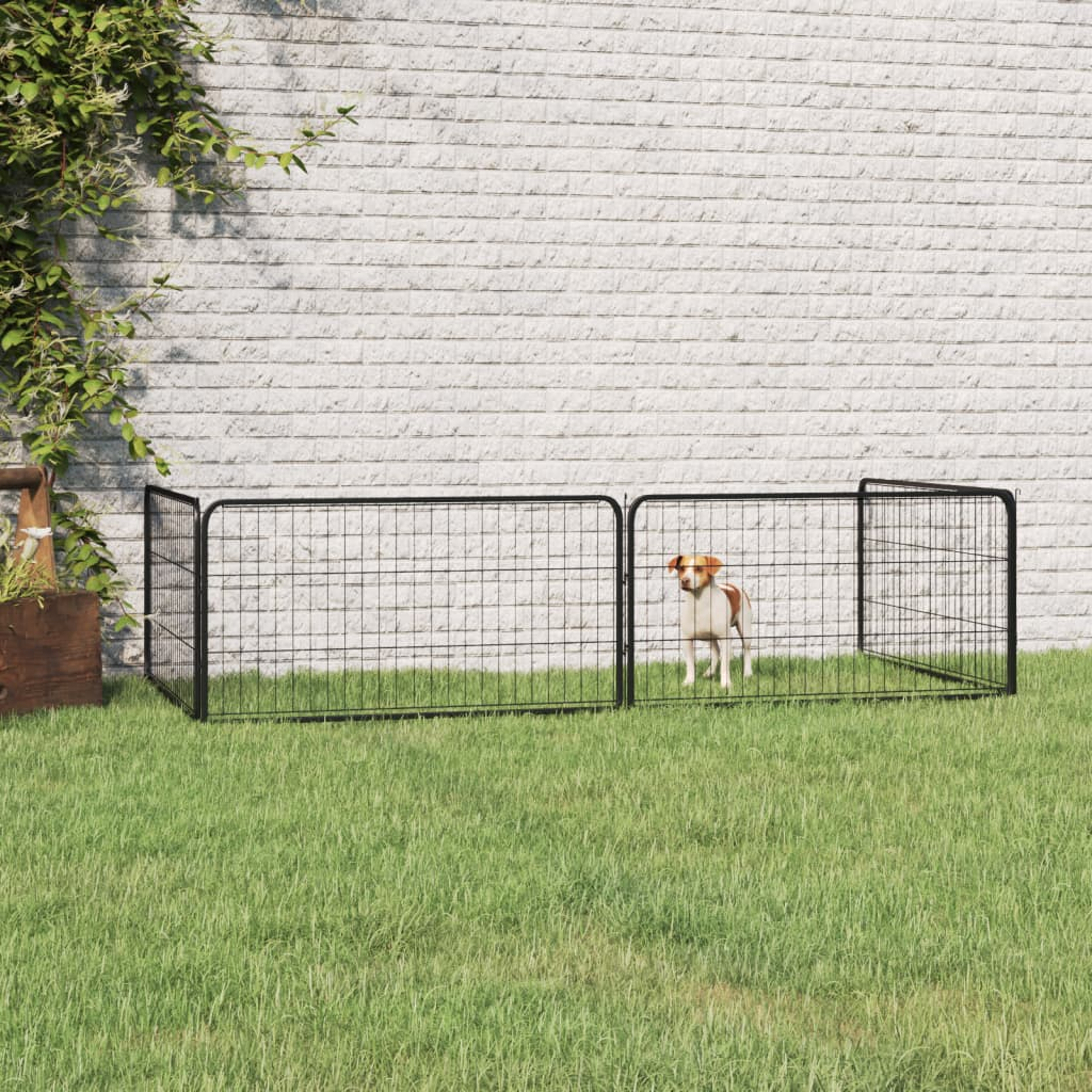 vidaXL Dog Playpen 4 Panels Black 39.4"x19.7" Powder-coated Steel