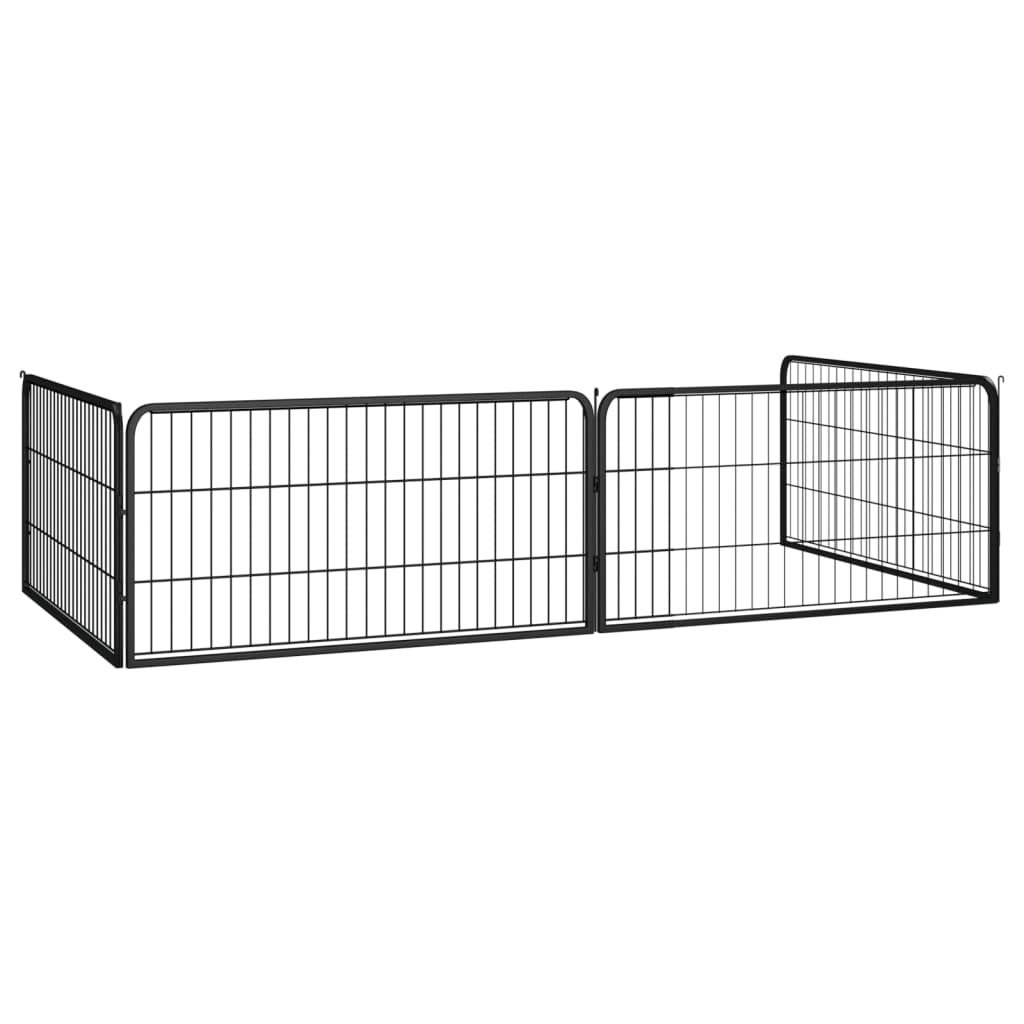 vidaXL Dog Playpen 4 Panels Black 39.4"x19.7" Powder-coated Steel