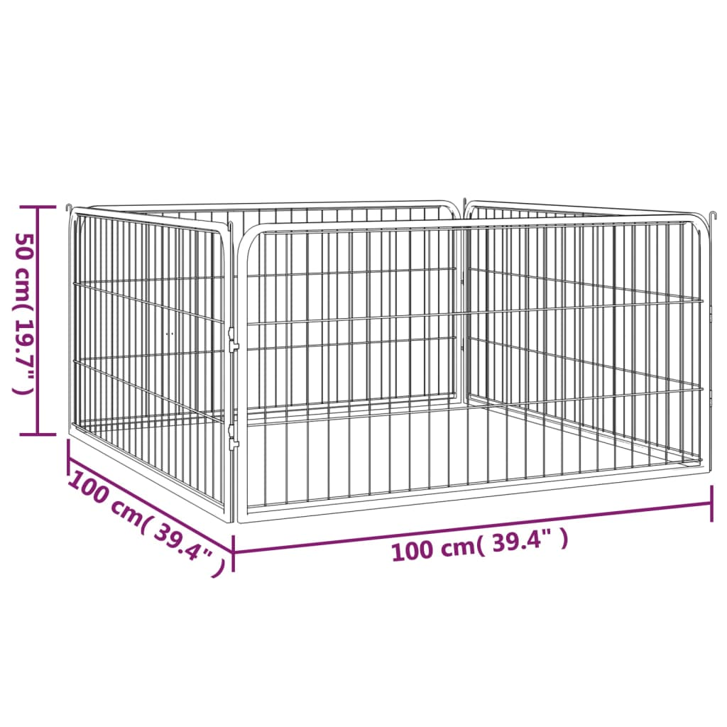 vidaXL Dog Playpen 4 Panels Black 39.4"x19.7" Powder-coated Steel