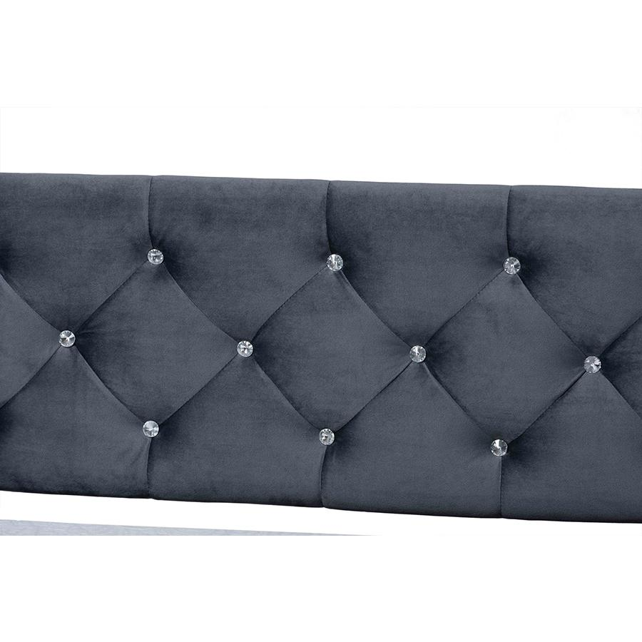 Baxton Studio Cora Modern and Contemporary Grey Velvet Fabric Upholstered and Dark Brown Finished Wood Full Size Daybed