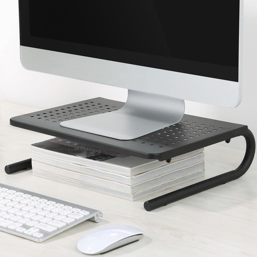 Lorell Height-Adjustable Steel Desktop Stand - 20 lb Load Capacity - 5.5" Height x 9.3" Width x 14.5" Depth - Desktop - Steel - Black